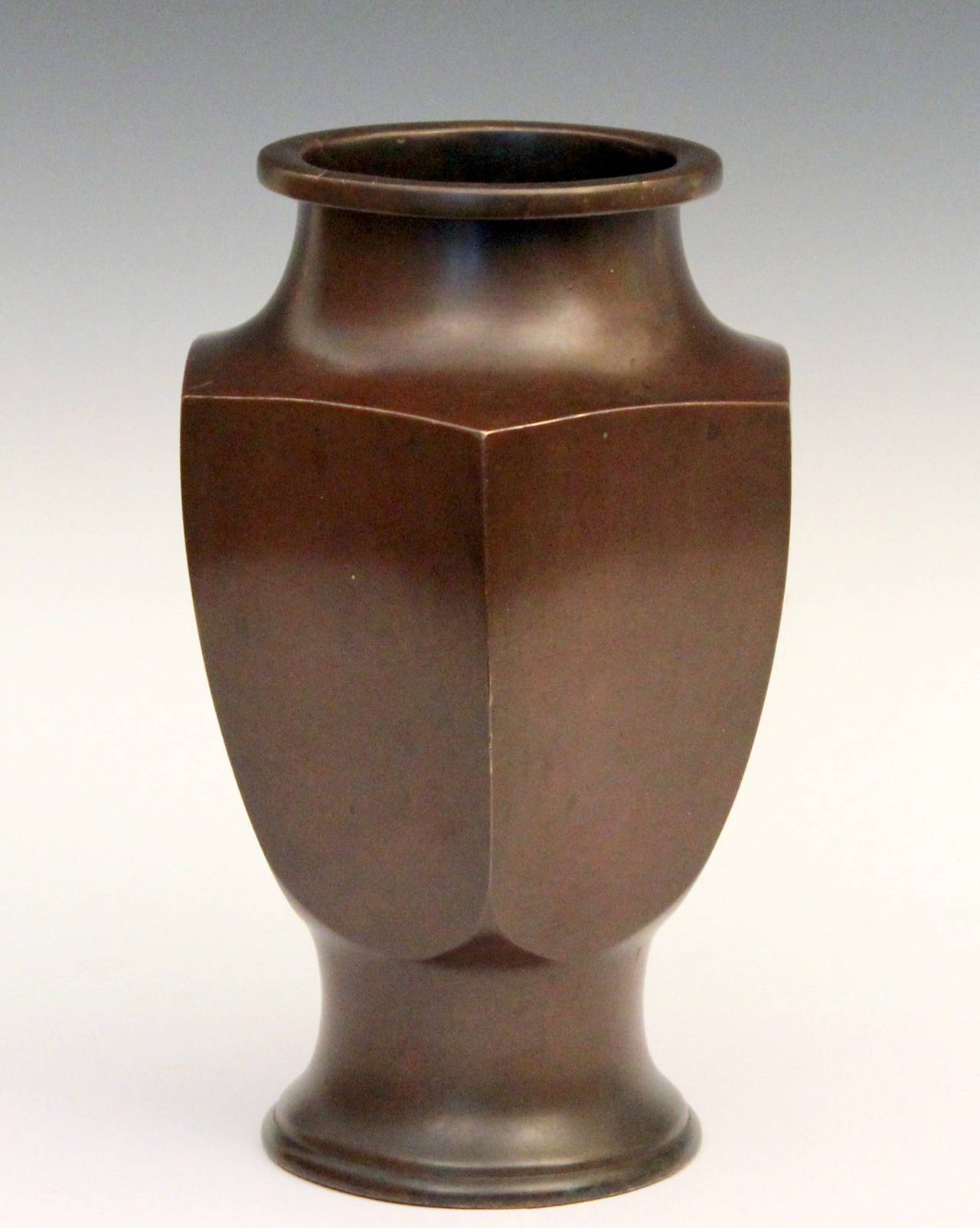 Vintage Japanese Art Deco Patinated and Faceted Bronze Vase at 1stDibs