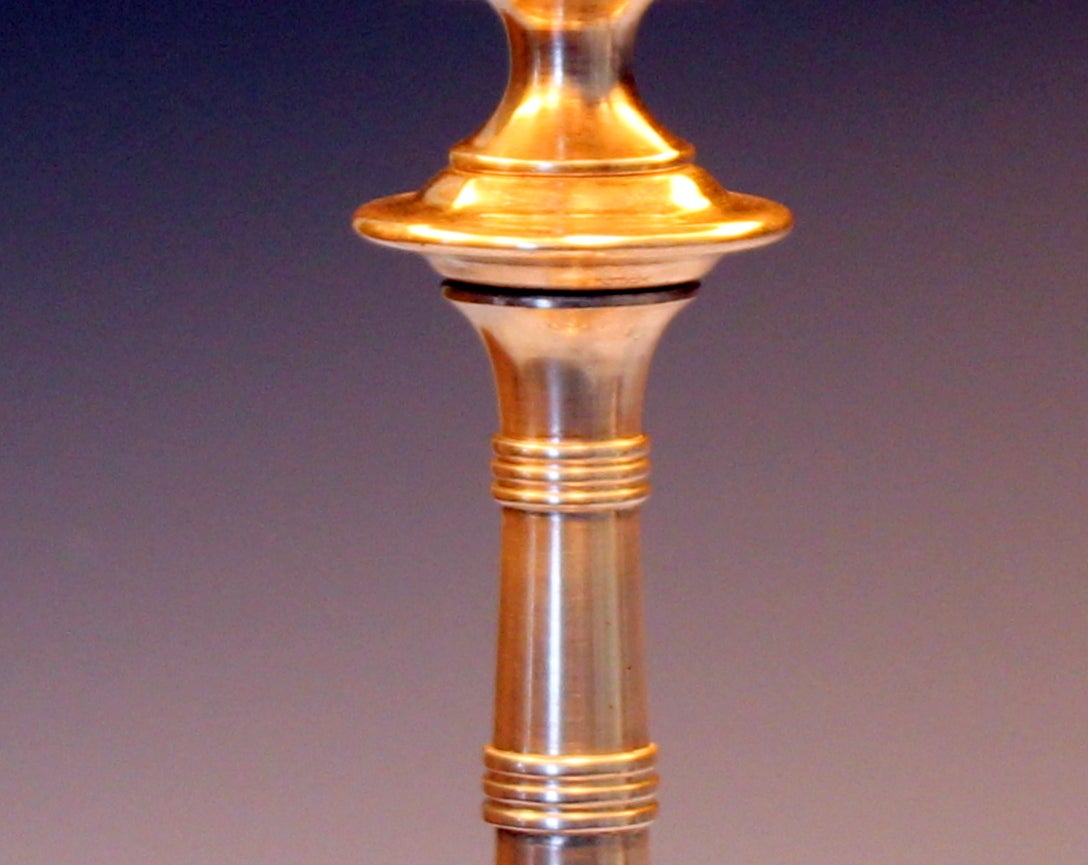 Vintage Art Deco Silver Plated Brass Candle Lamp For Sale at 1stDibs