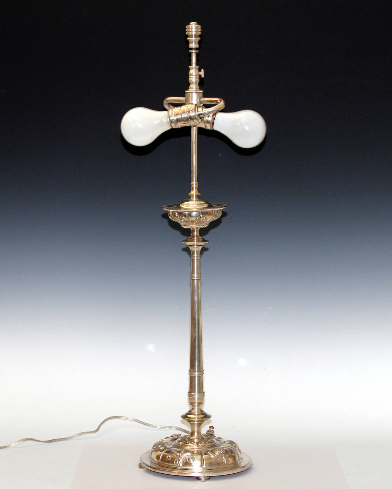 Vintage Art Deco Silver Plated Brass Candle Lamp For Sale at 1stDibs