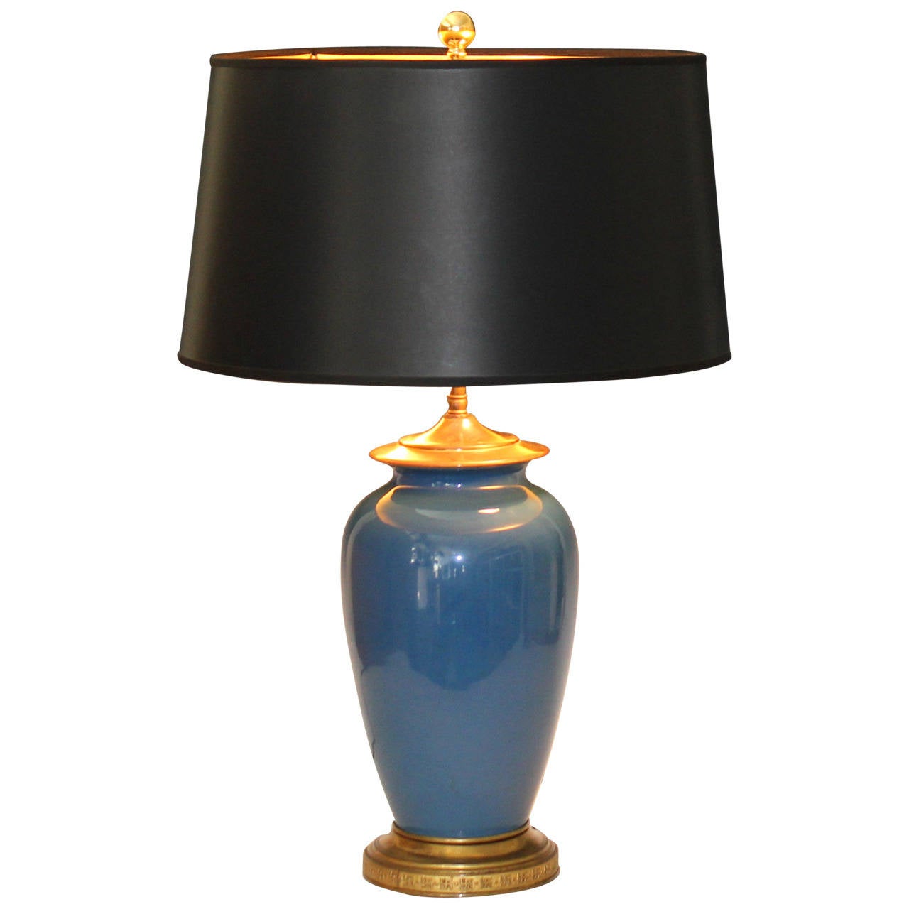 Large Vintage Bretby English British Blue Art Pottery Vase Lamp For