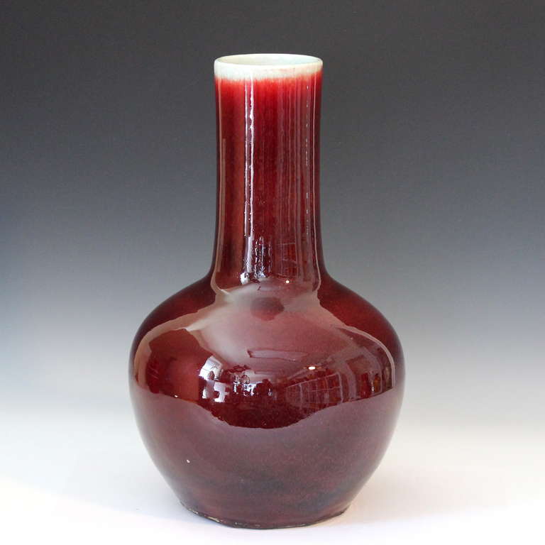 Antique Chinese Oxblood Flambe Porcelain Bottle Vase at 1stDibs