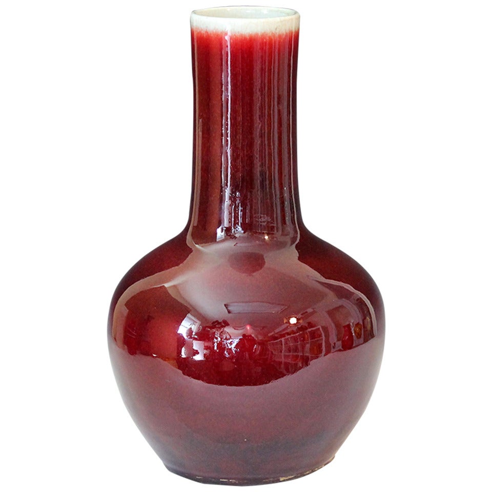 Antique Chinese Oxblood Flambe Porcelain Bottle Vase at 1stDibs