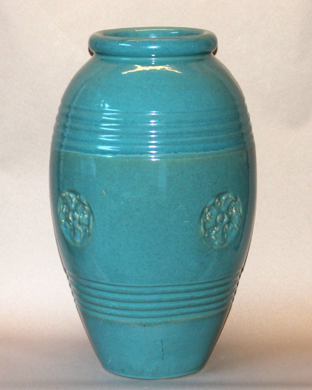 Large Vintage Bauer California Pottery Garden Urn Oil Jar Vase For Sale