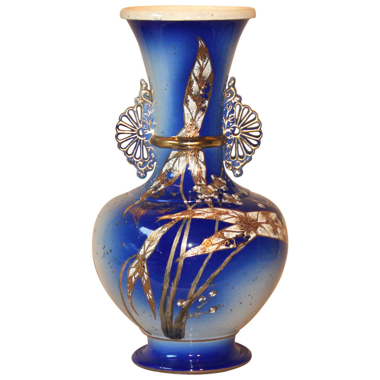 Antique Japanese Kinkozan Satsuma Studio Art Deco Pottery Vase at