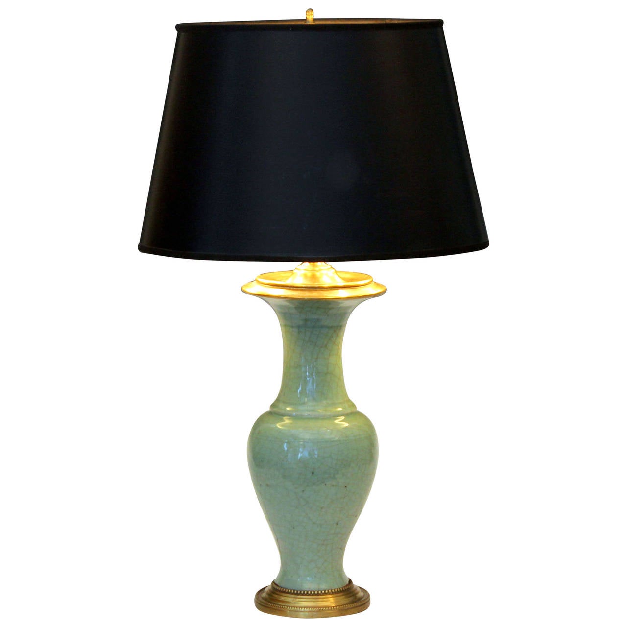 Antique Chinese Porcelain Celadon Crackle Glaze Vase Lamp at 1stDibs