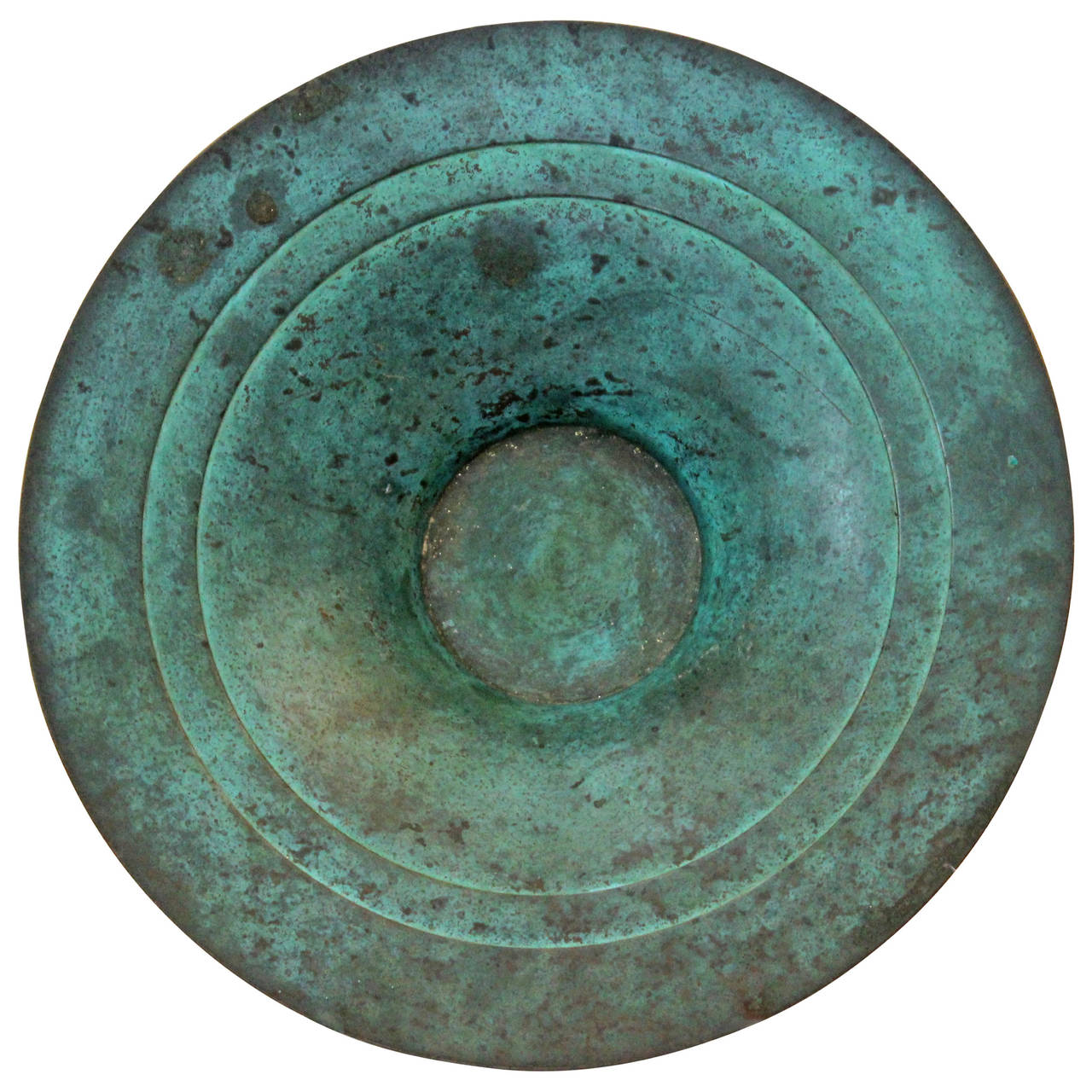 Vintage Japanese Art Deco Green Patinated Bronze Bowl Centerpiece For