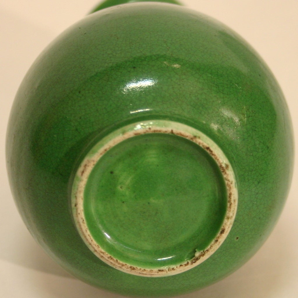 Antique Chinese Porcelain Apple Green Crackle Glaze Vase at 1stDibs