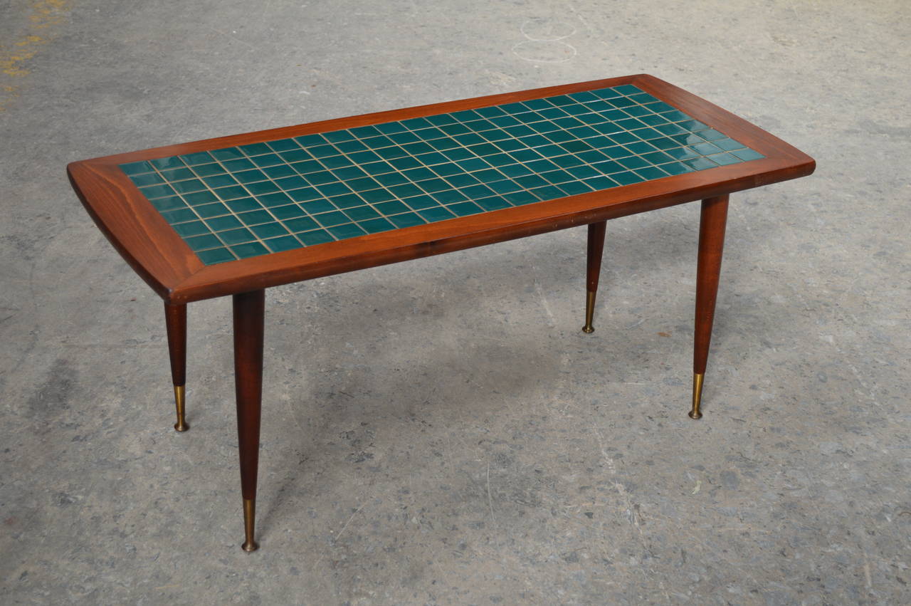 MidCentury Modern Turquoise TileTop Coffee Table at 1stDibs mid