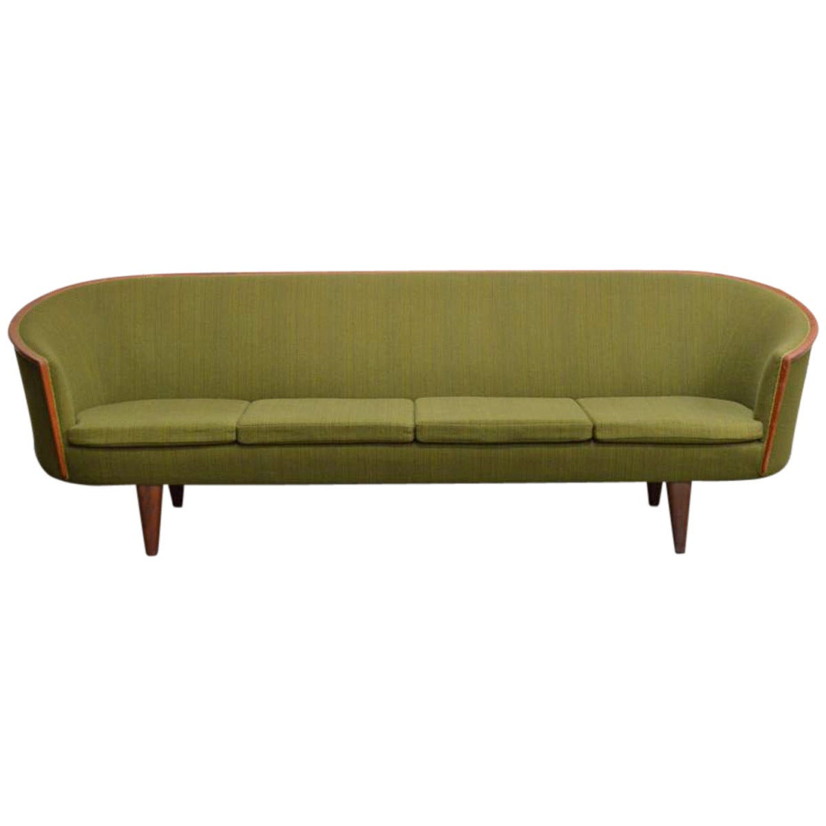 Exquisite Rare MidCentury Barrel Back Sofa at 1stDibs wood back sofa