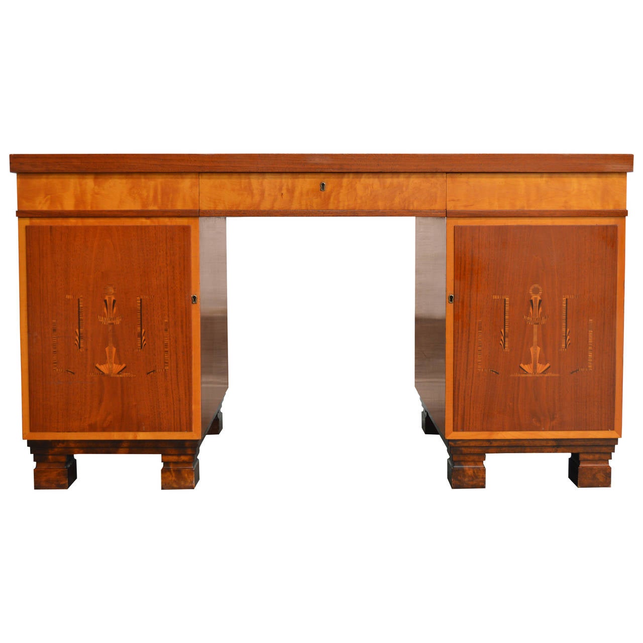 Swedish Art Deco Intarsia Executive Desk For Sale at 1stdibs