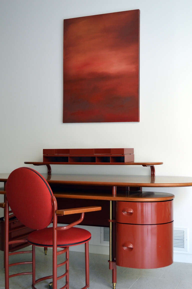 Rare Johnson Wax 1 Desk and 2 Chair by Frank Lloyd Wright for Cassina
