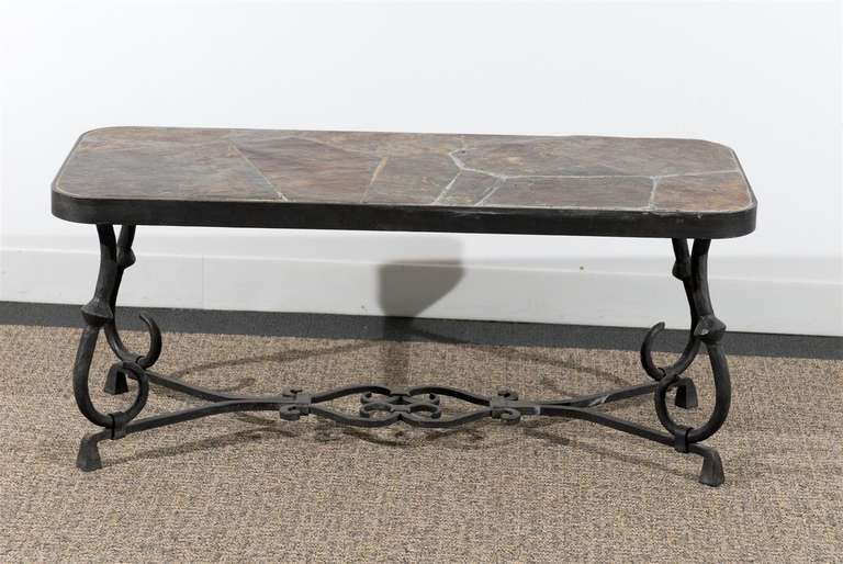 Coffee Table with Inlaid Slate Top at 1stdibs