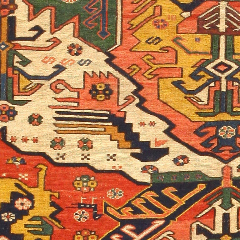 Antique Caucasian Dragon Soumak Rug at 1stDibs