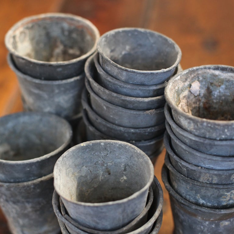 Set of Four Vintage English Zinc Pots, c. 1940 at 1stDibs
