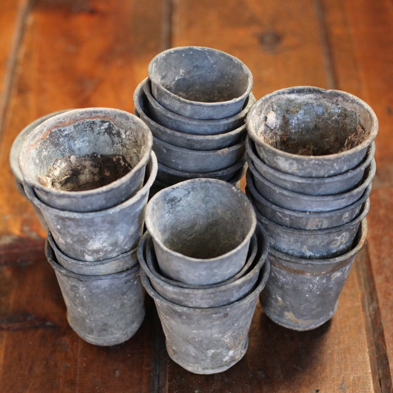 Set of Four Vintage English Zinc Pots, c. 1940 at 1stdibs