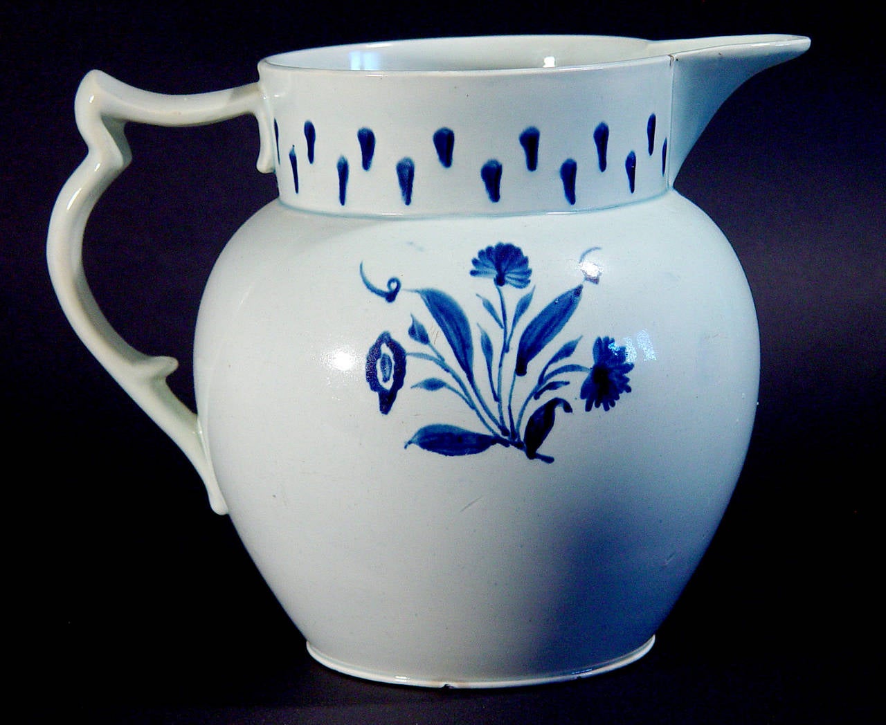 Large English Pearlware Pottery Blue and White Jug at 1stdibs