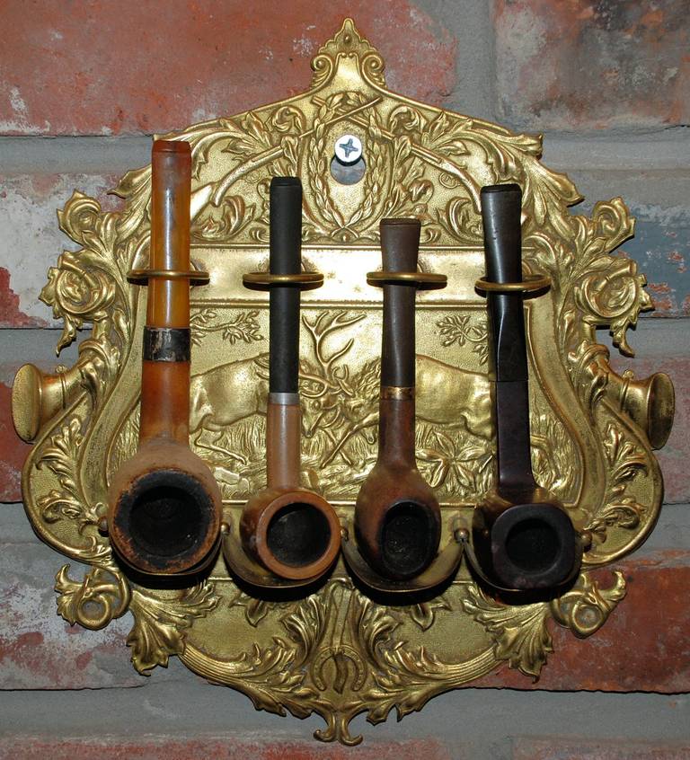 Antique English Victorian Brass Pipe Rack, 1880 For Sale at 1stdibs