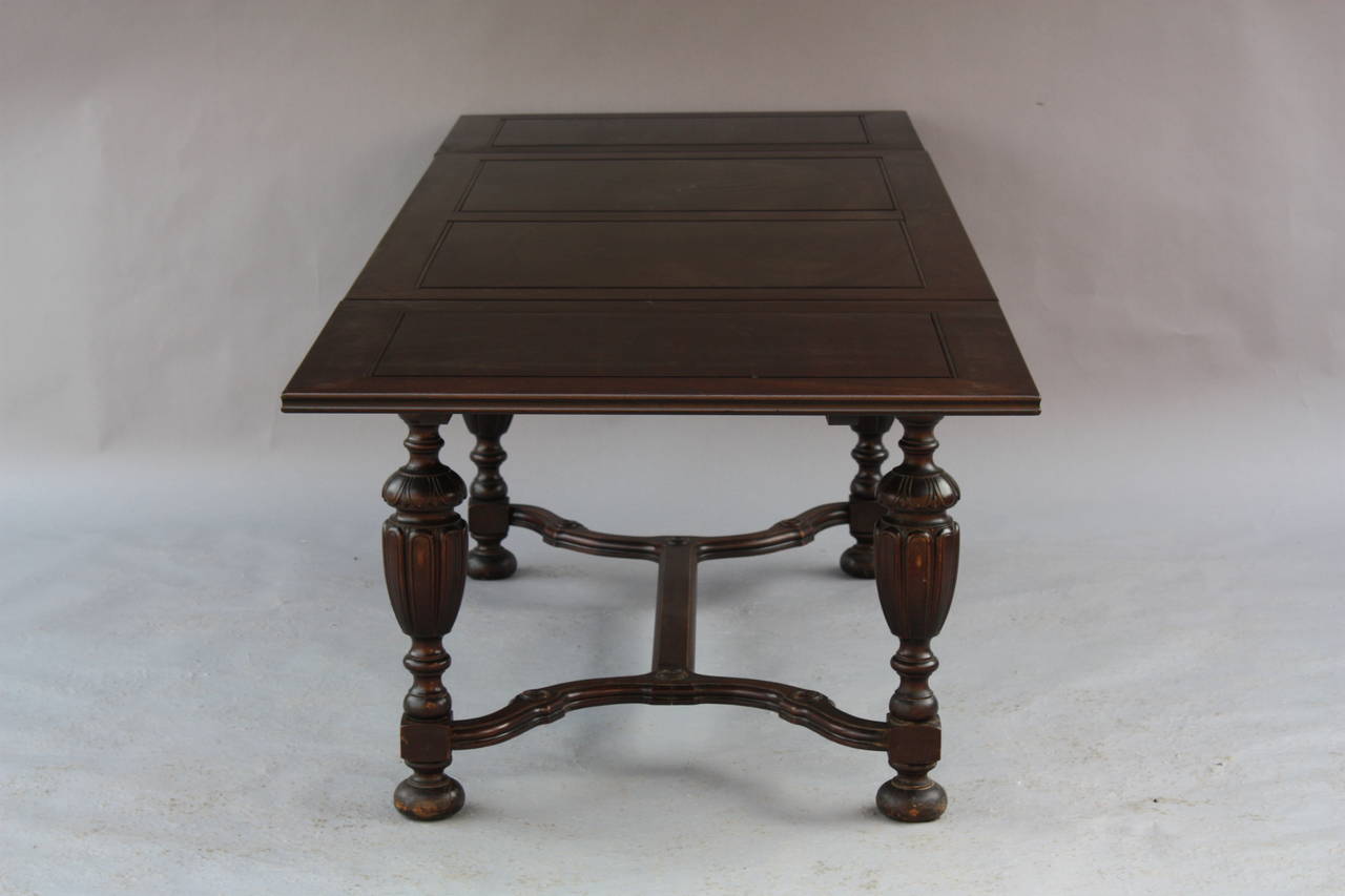 1920's Expandable Walnut Dining Room Table at 1stdibs