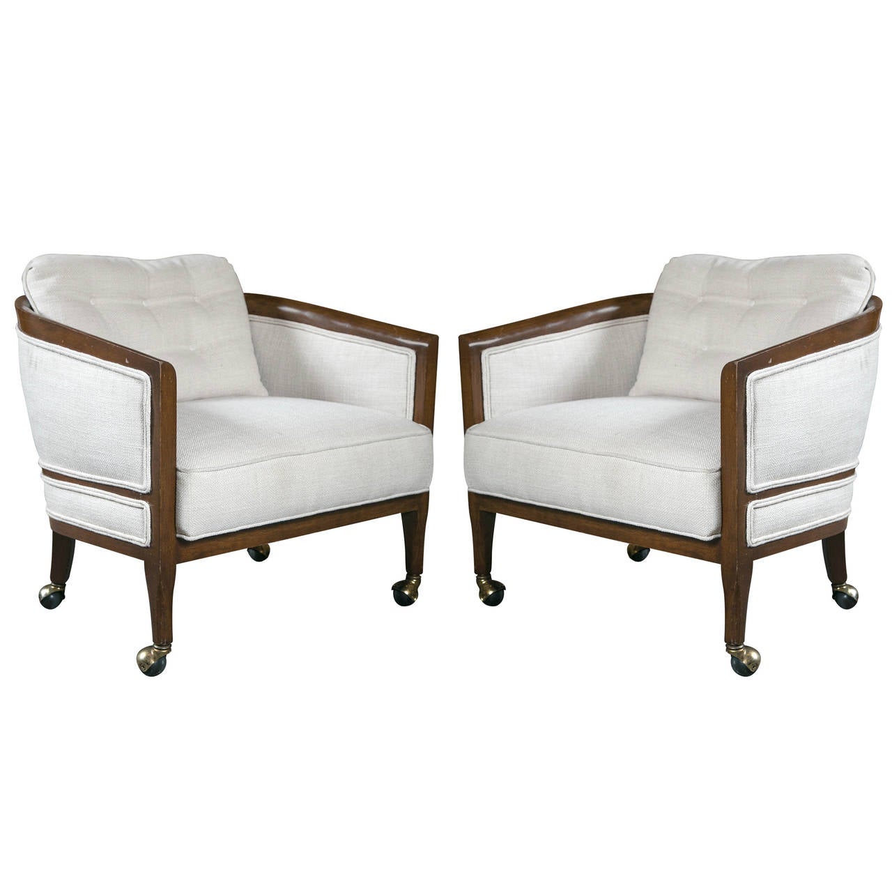 Pair of Fine Custom Quality Barrel Back MidCentury Club Chairs on