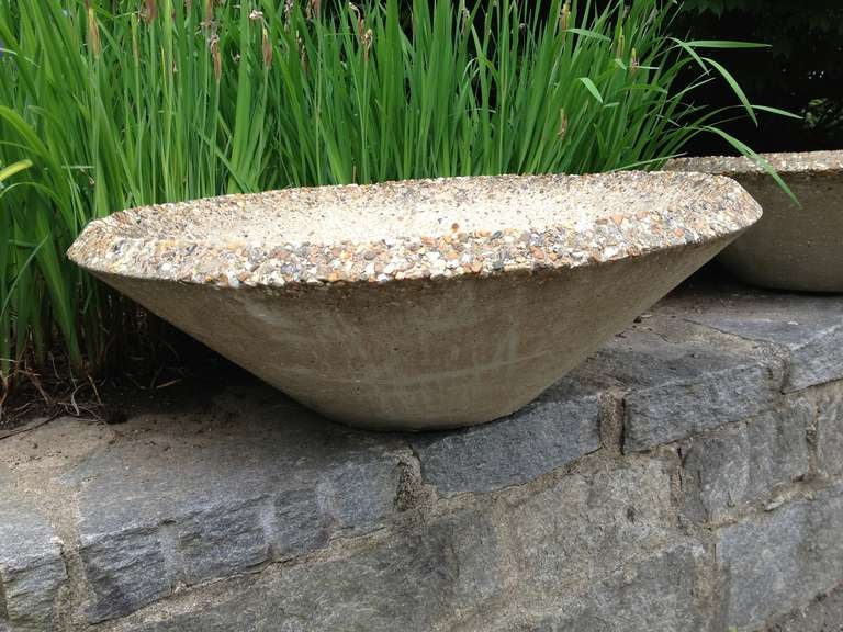Pair of Large Cast Stone Bowl Planters, 1960s For Sale at 1stdibs