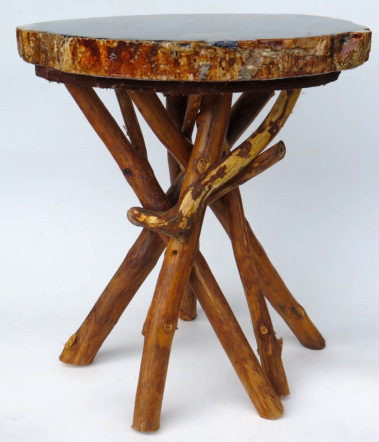 Petrified Wood Side Table with Branch Base at 1stDibs branch end
