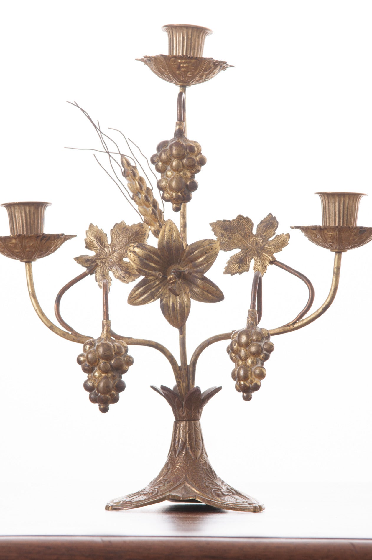 French Pair of 20th Century Brass Candelabras from a Church Altar at