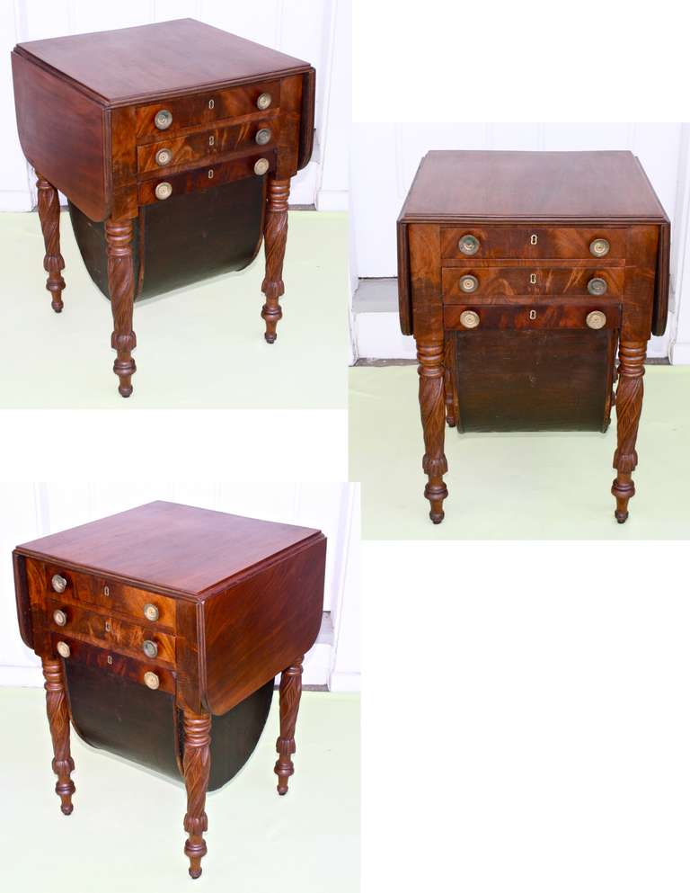 Boston Classical DropLeaf Sewing Table For Sale at 1stdibs