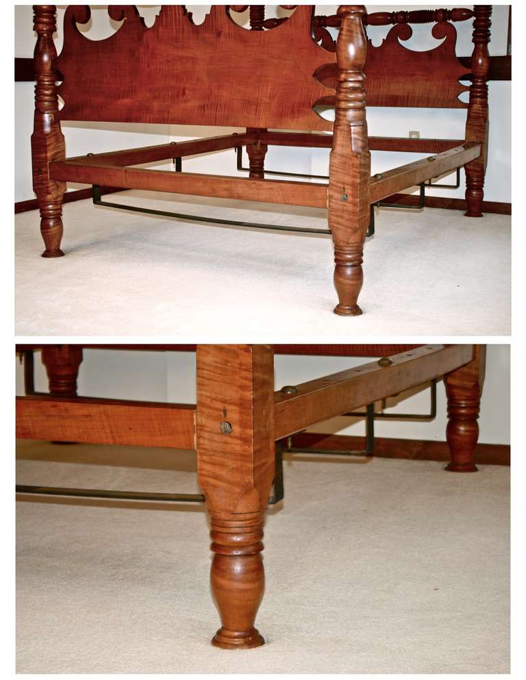 Sheraton Tiger Maple Four Poster Bed For Sale at 1stdibs