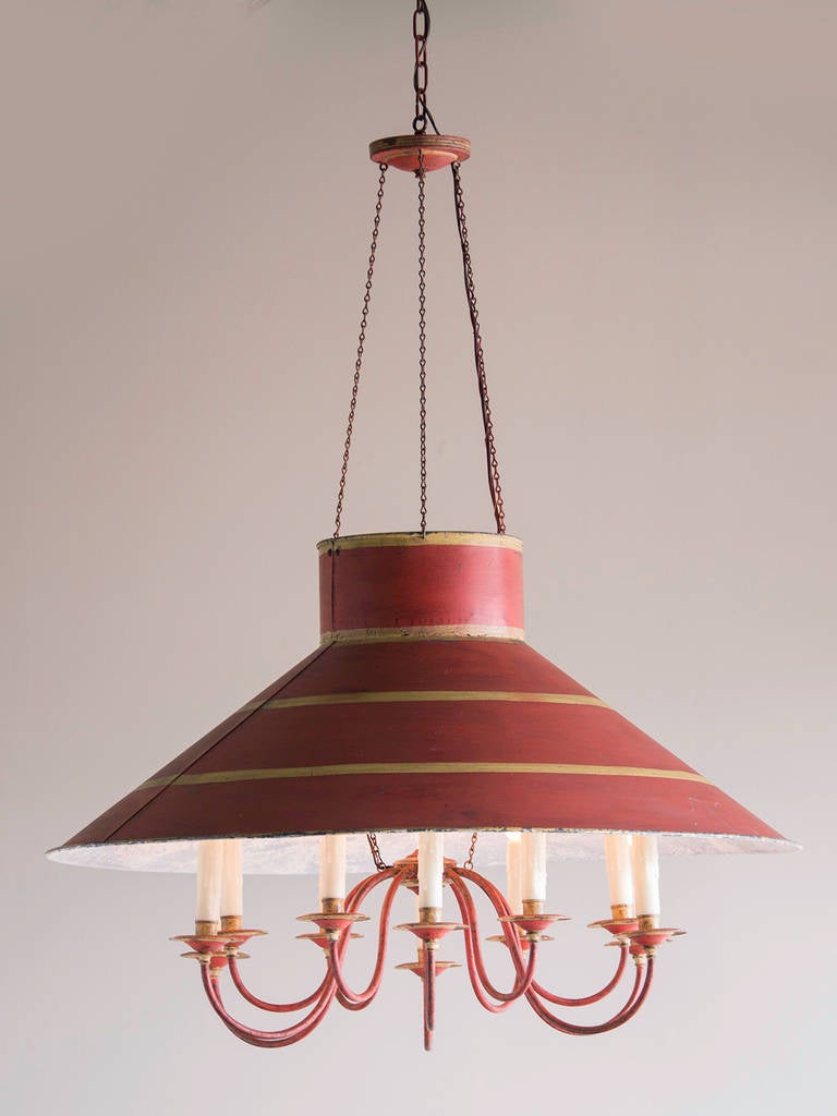 Vintage Tôle Chandelier, Twelve Lights, France circa 1940 at 1stDibs
