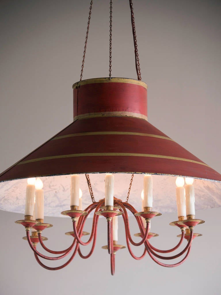Vintage Tôle Chandelier, Twelve Lights, France circa 1940 at 1stDibs