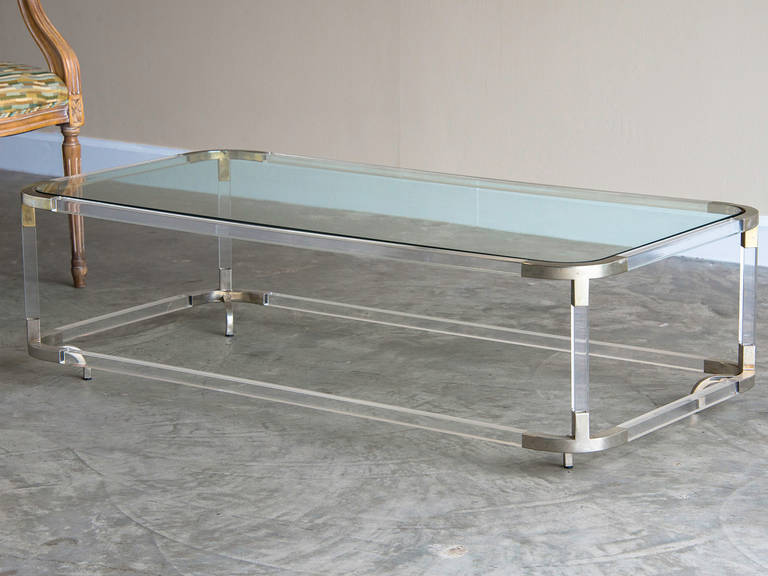Perspex and Metal Coffee Table with Glass, Italy circa 1975 at 1stDibs