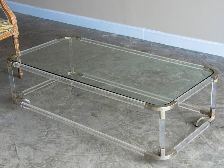 Perspex and Metal Coffee Table with Glass, Italy circa 1975 at 1stDibs
