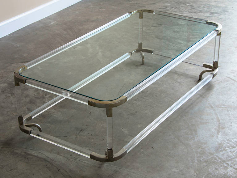Perspex and Metal Coffee Table with Glass, Italy circa 1975 at 1stDibs