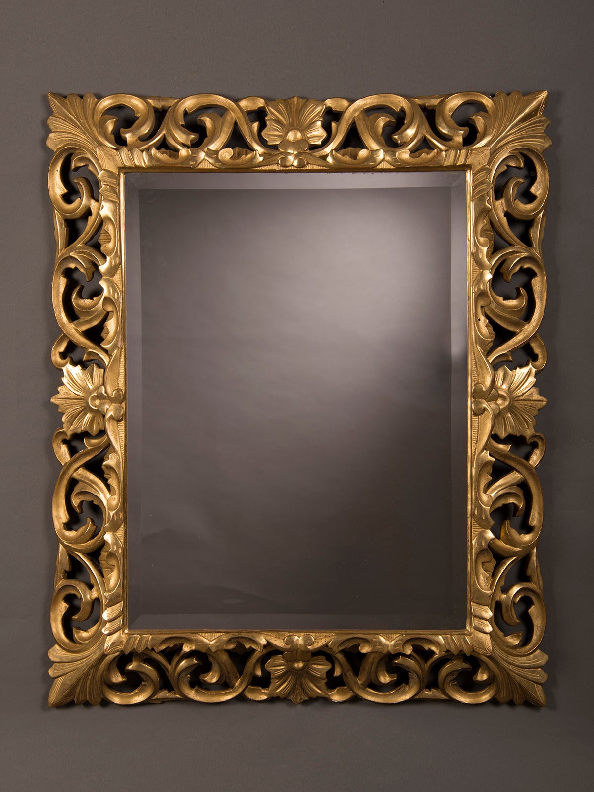 Antique French Baroque Style Gold Beveled Mirror, 1875 (35 1/2"w x 43 1