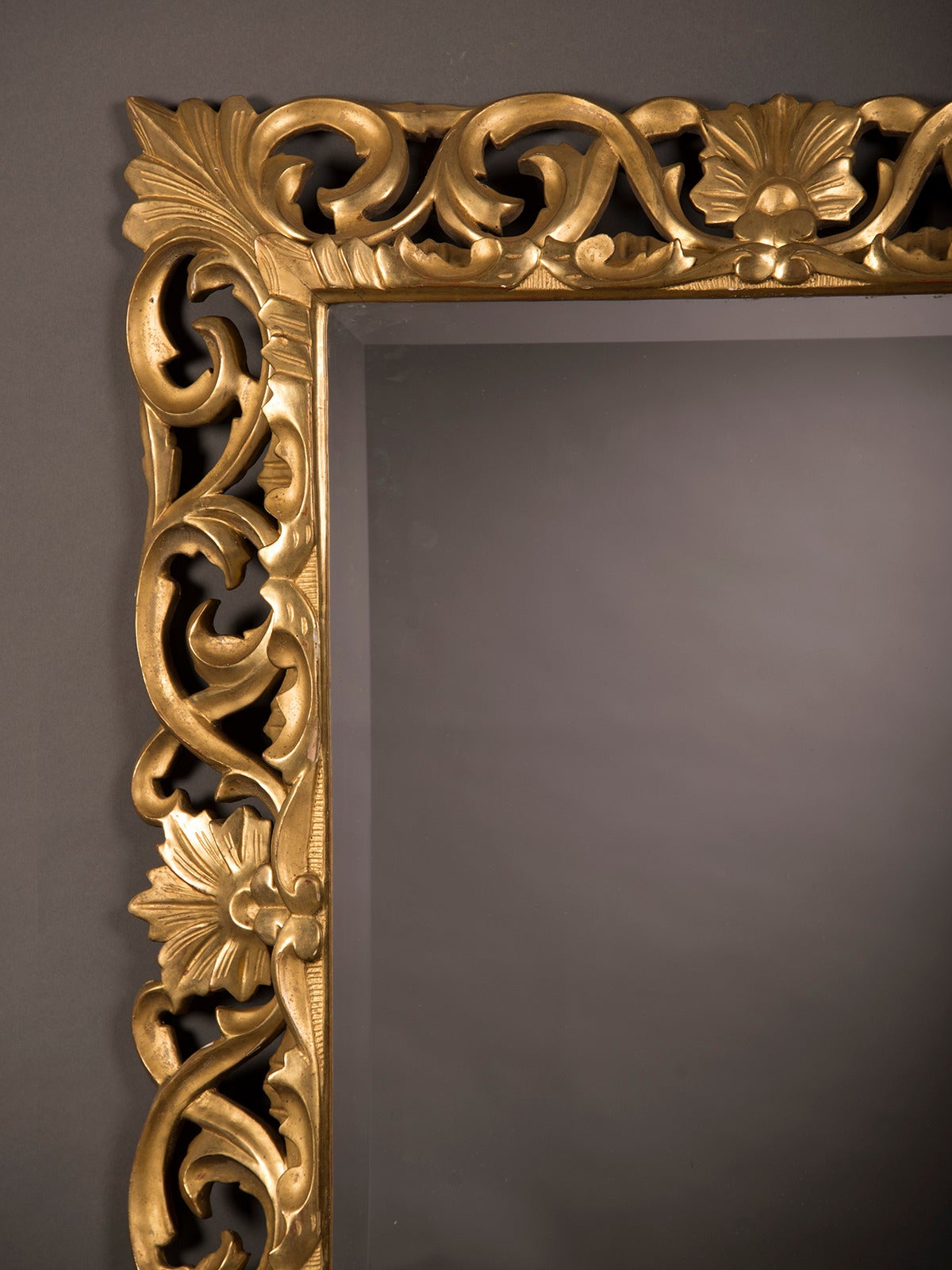Antique French Baroque Style Gold Beveled Mirror, 1875 (35 1/2"w x 43 1