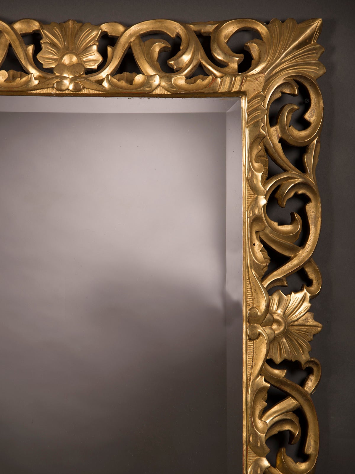 Antique French Baroque Style Gold Beveled Mirror, 1875 (35 1/2"w x 43 1