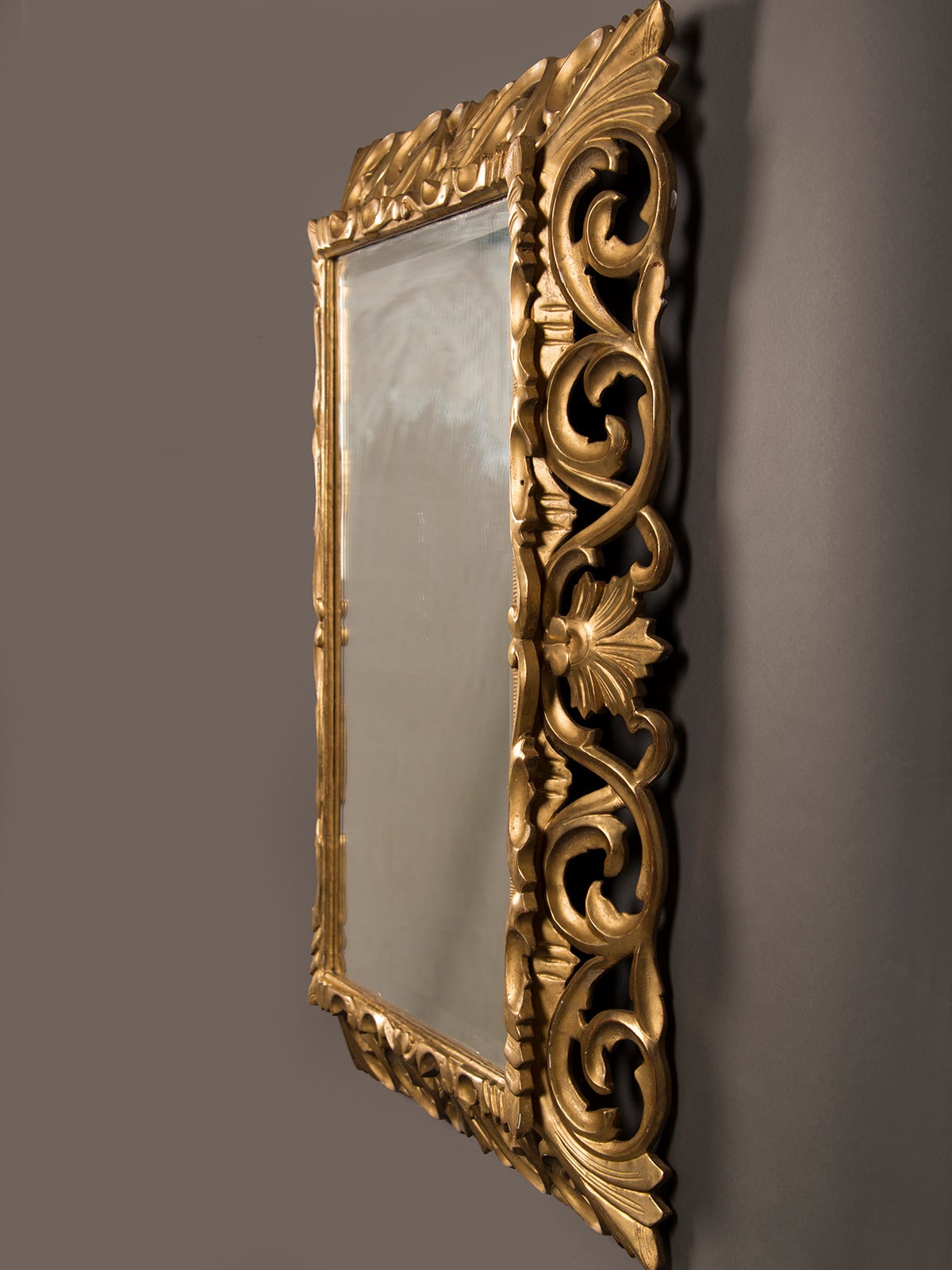 Antique French Baroque Style Gold Beveled Mirror, 1875 (35 1/2"w x 43 1