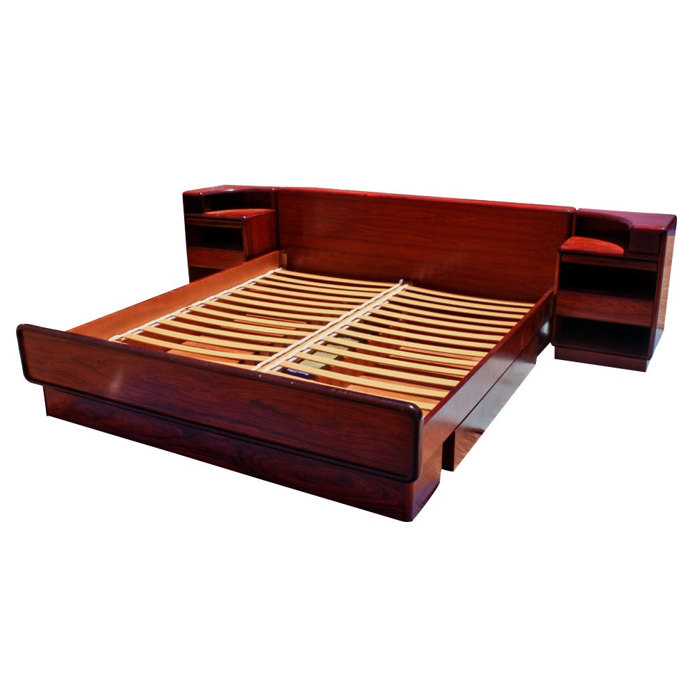 Brouer Danish Rosewood King Size Platform Bedframe with Nightstands at