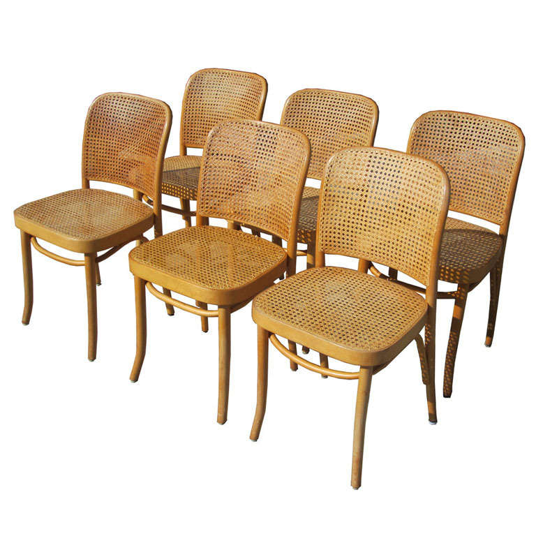 Josef Hoffman for Set of Six Bentwood and Cane Chairs at 1stDibs