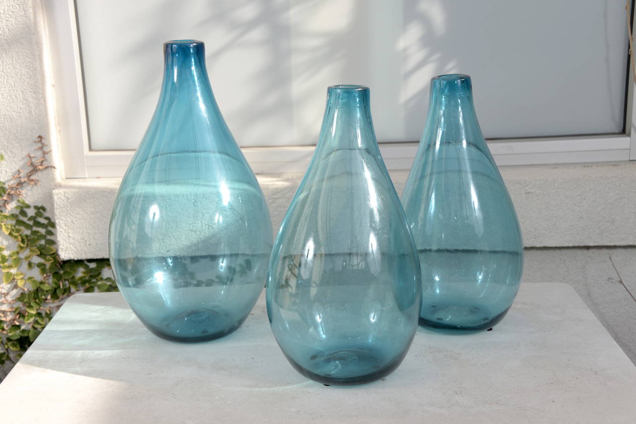 Vintage Decorative Blue Glass Vases at 1stDibs