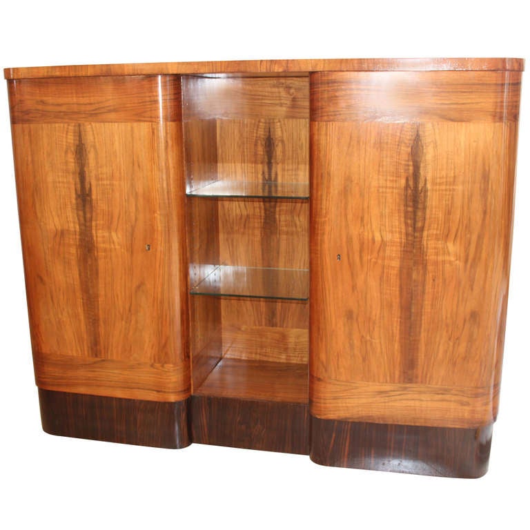 German Art Deco Period Buffet/ Display, Exotic Walnut and Macassar
