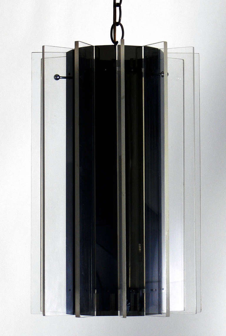 Smoked and Clear Lucite Pendant Light at 1stdibs