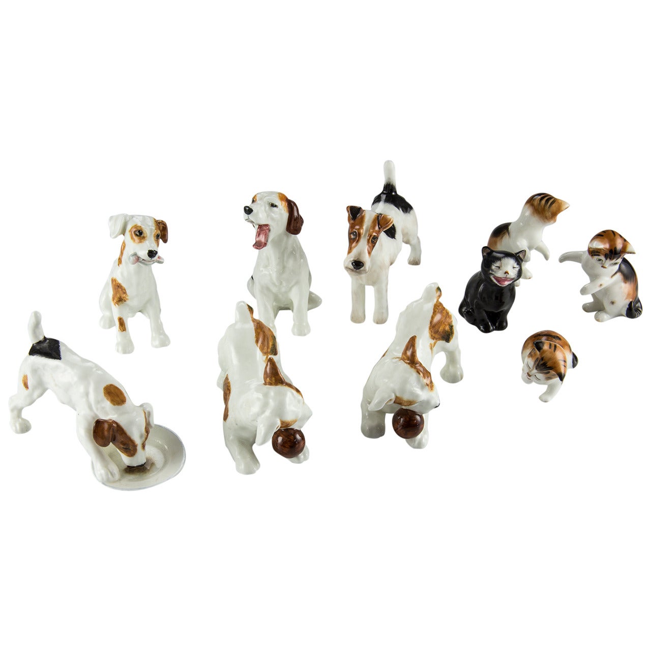 Royal Doulton Collection of Ten Dogs and Cats Porcelain Figurines