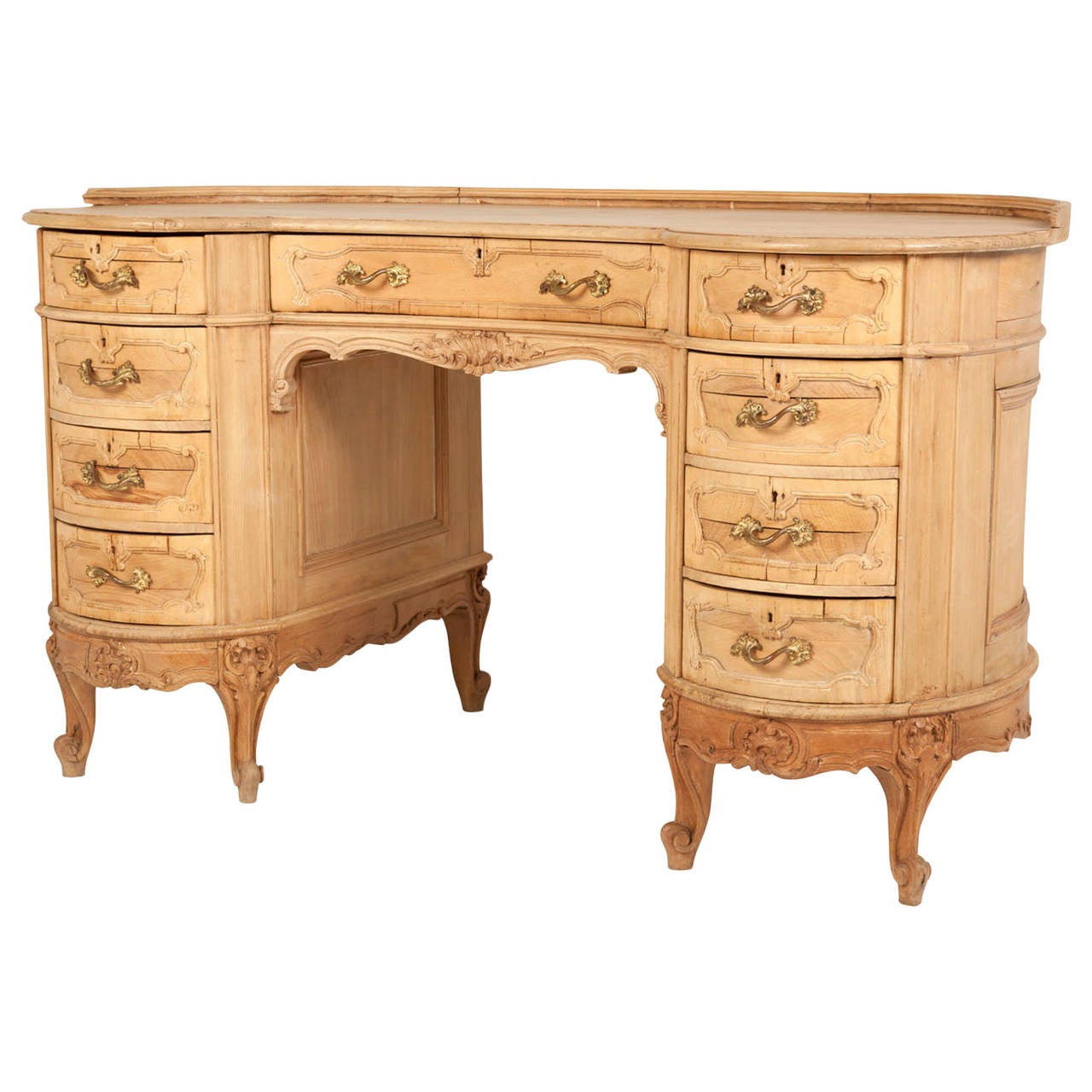 Vintage Curved Carved Desk at 1stDibs