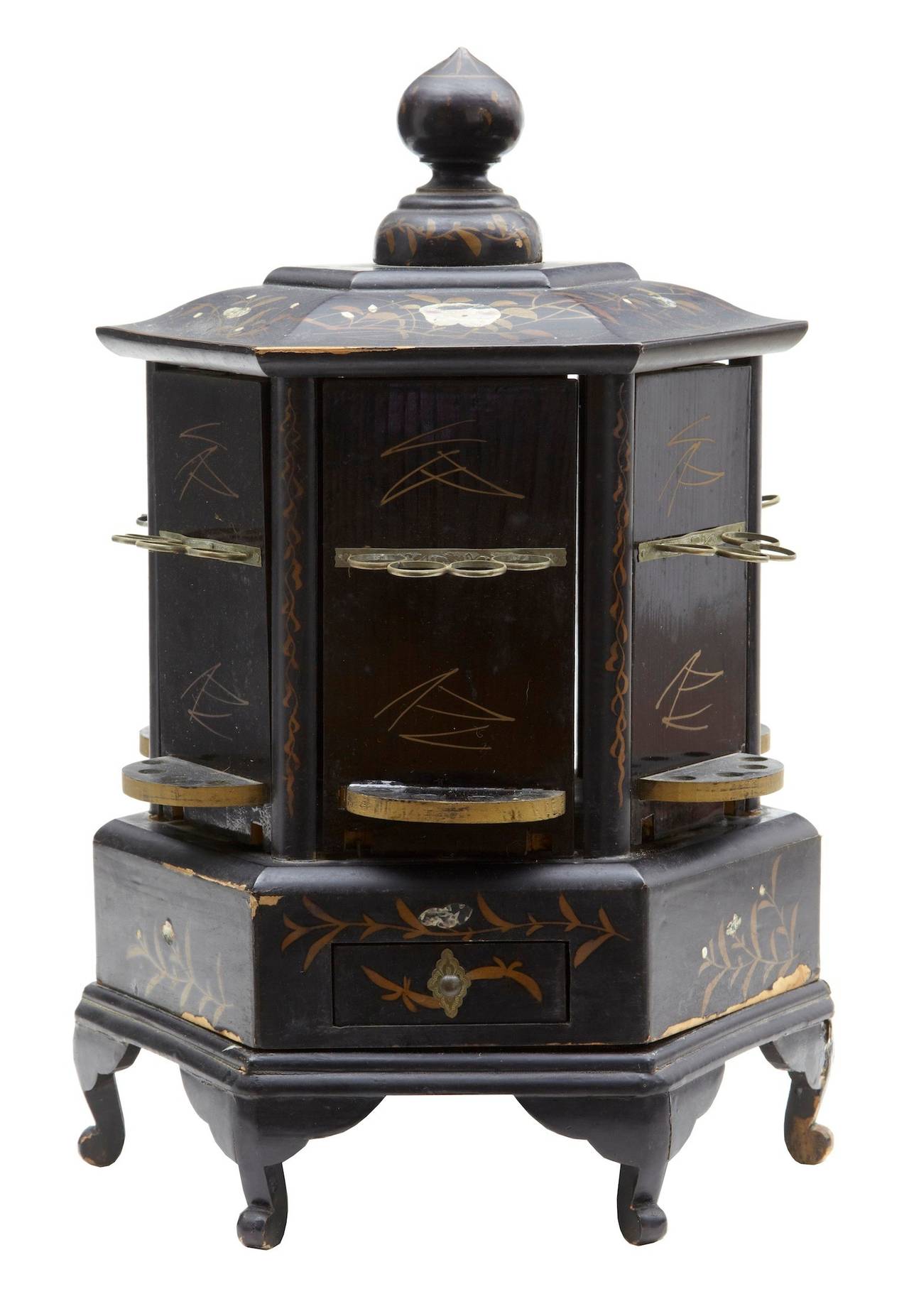 19th Century Japanese Black Laquer Decorative Cigar Box For Sale at 1stdibs