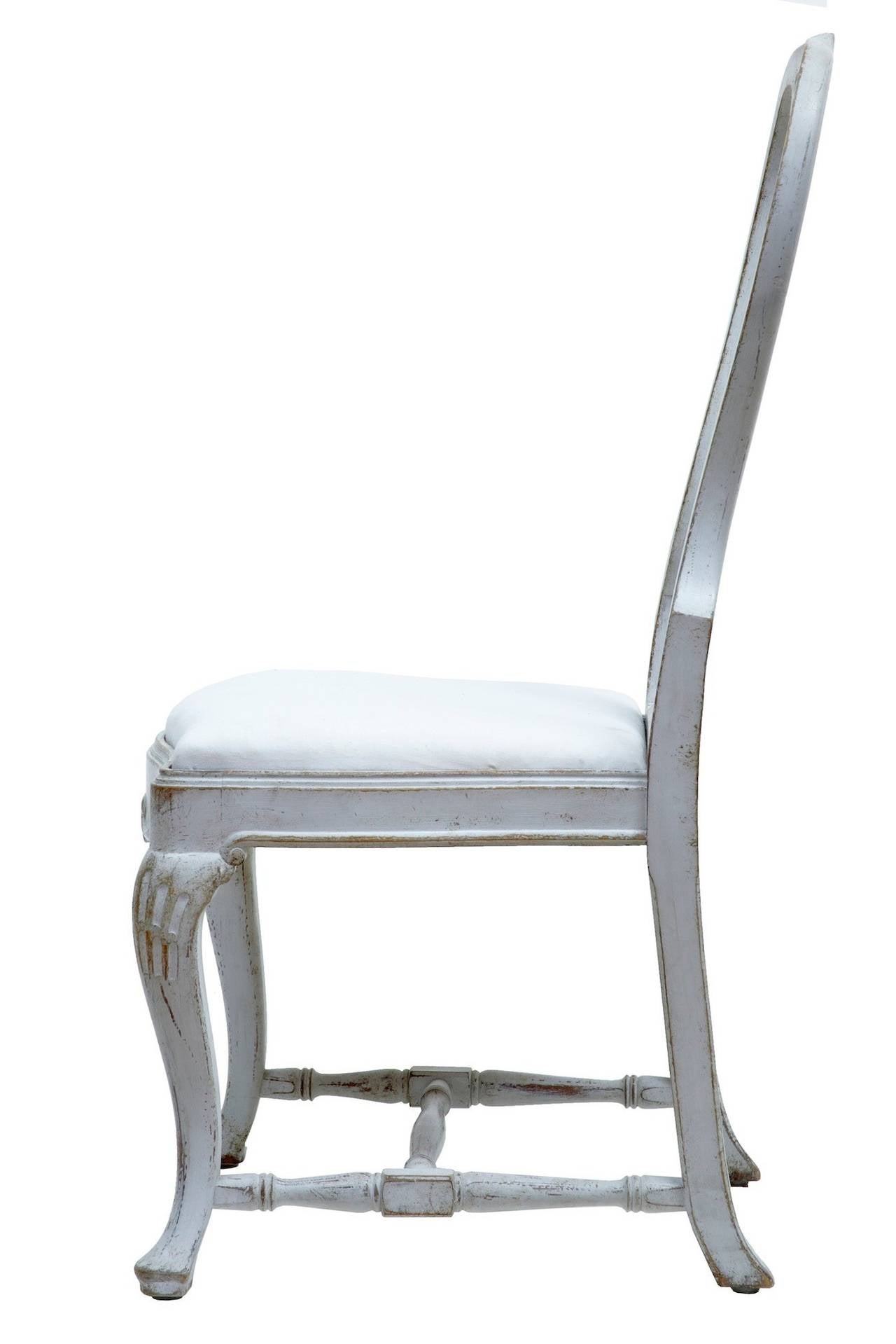 Rare Set Of 12 19th Century Queen Anne Influenced Painted Swedish