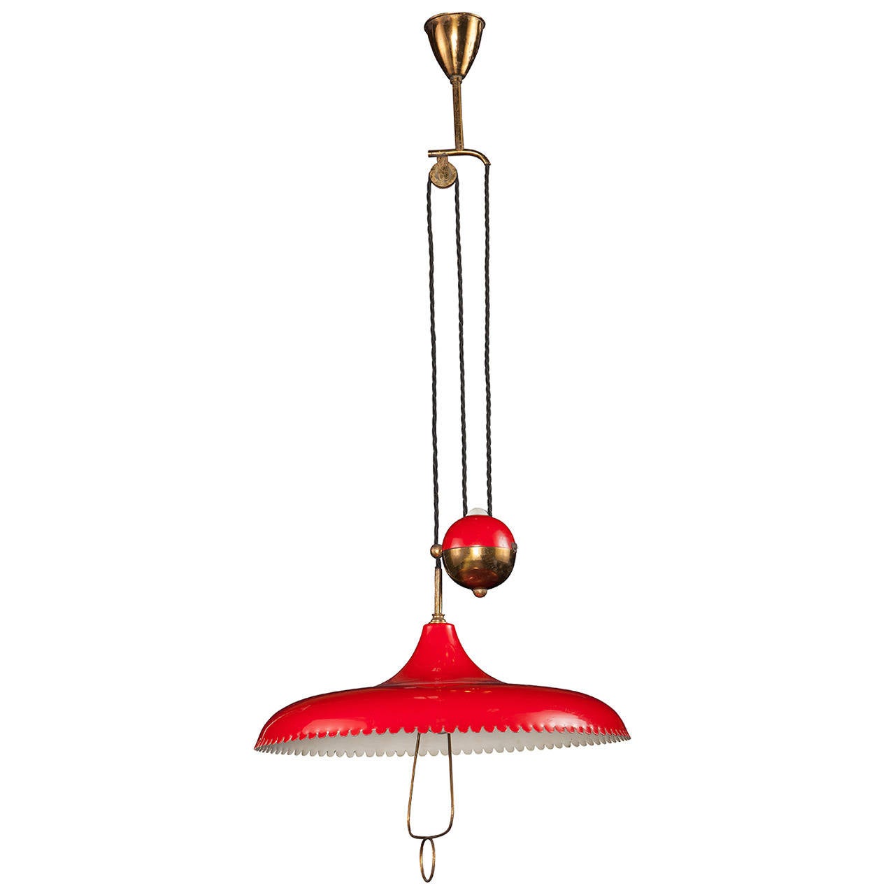 Red Pulley Ceiling Light at 1stDibs