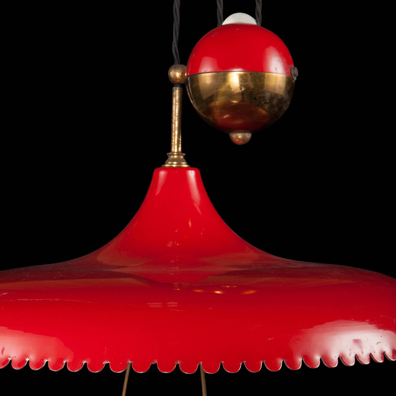 Red Pulley Ceiling Light at 1stDibs