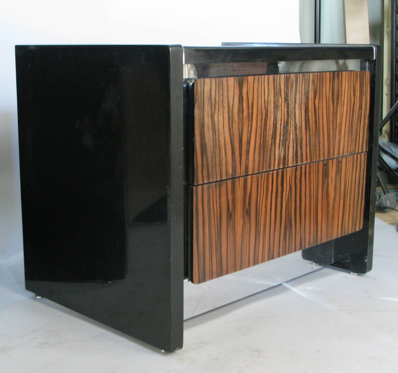Pair of Lacquer and Macassar Nightstands by John Stuart at 1stdibs