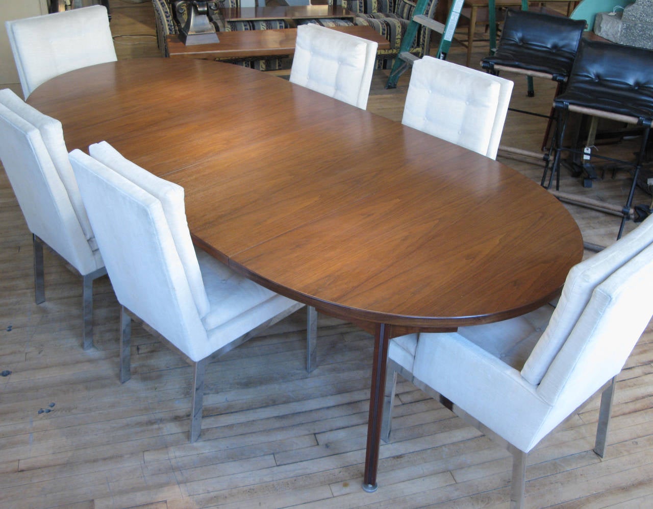 Vintage Oval Walnut Extension Dining Table by Jens Risom at 1stDibs